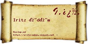 Iritz Ádám névjegykártya