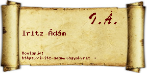 Iritz Ádám névjegykártya